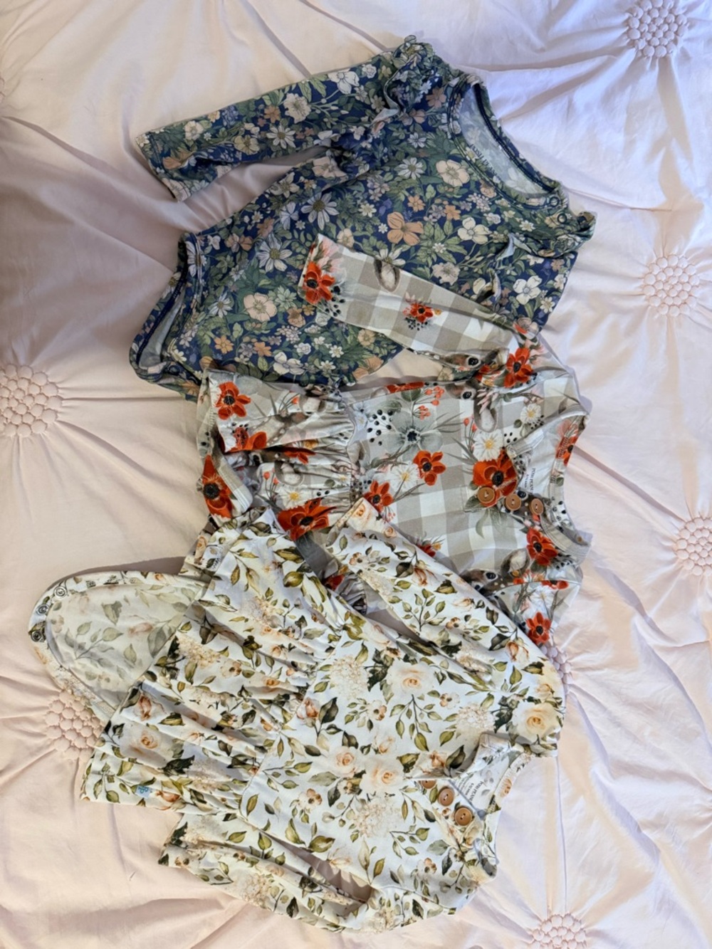 Floral Print Posh Peanut 6-12mo Baby Girl Bundle - Bodysuit & Twirls